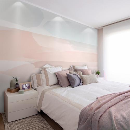 現代簡約粉色抽象壁紙客廳臥室電視背景牆紙個性創意塗鴉定製壁畫
