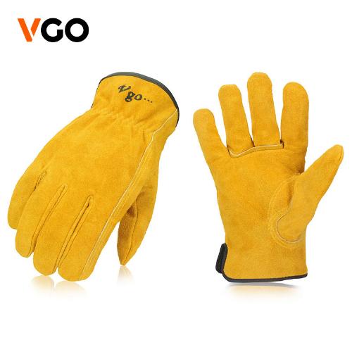 VGO 短款全牛皮焊工手套電焊焊接機械搬運加固防護手套