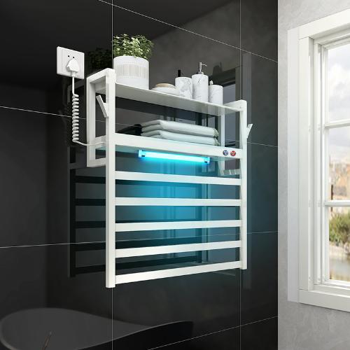 智能電熱毛巾架家用衛生間免打孔浴巾烘乾殺菌架電動恆溫加熱壁掛