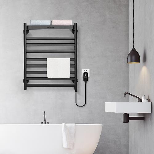 悍高智能電熱毛巾架家用浴室掛件衛生間黑色加熱浴巾置物烘乾架