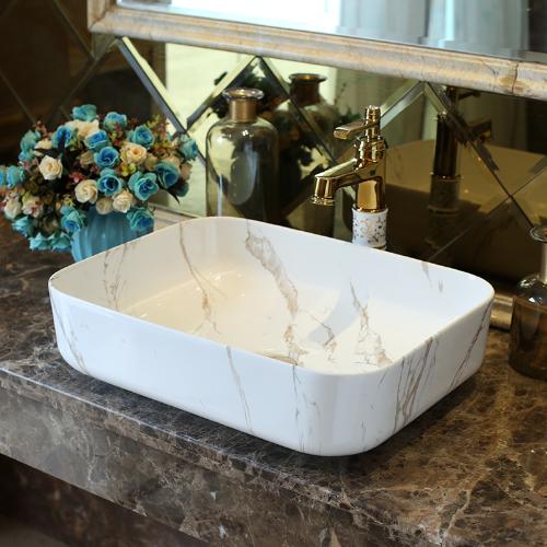 陶瓷臺上盆方形歐式藝術盆洗手盆面盆衛生間洗臉盆洗手檯簡約家用