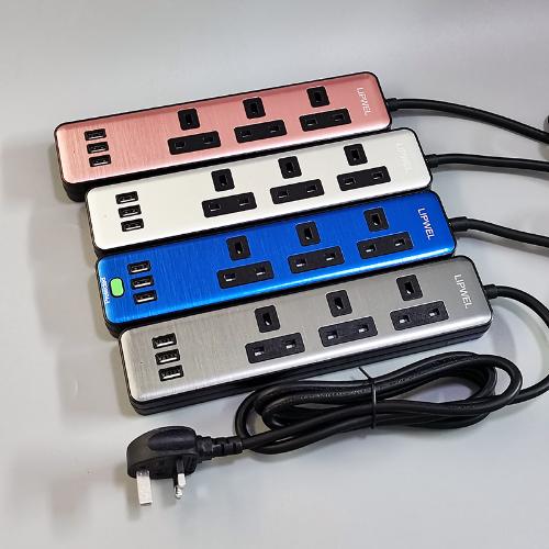 香港版英規帶USB插排插座拖線板英式英標電源插線板插頭家用黑色