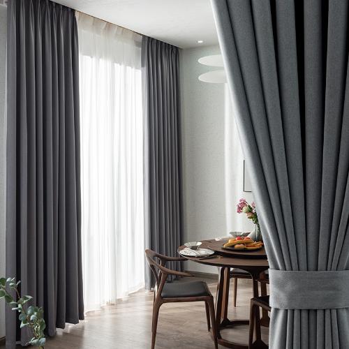 棉麻成品窗簾2021年新款北歐現代簡約臥室客廳飄窗全遮光隔熱防曬