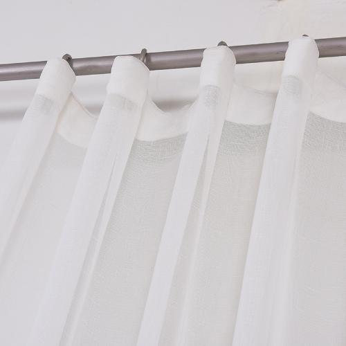 深圳簡約現代落地客廳臥室飄窗麻紗純白色紗窗簾成品半透明窗紗