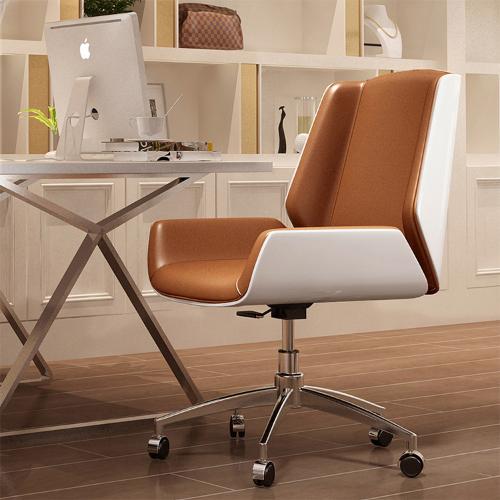 電腦椅家用輕奢靠背轉椅直播椅書桌椅真皮辦公椅子簡約實木會議椅