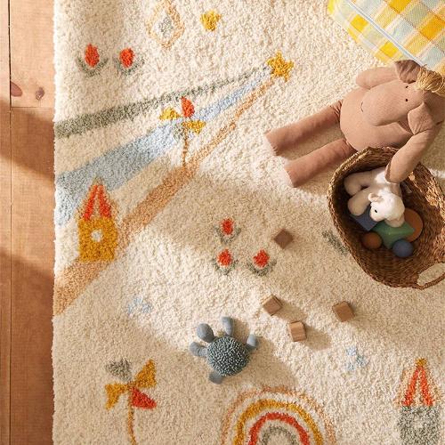 簡約可愛客廳臥室地毯牀邊毯兒童房間防摔遊戲爬行可定製可水洗