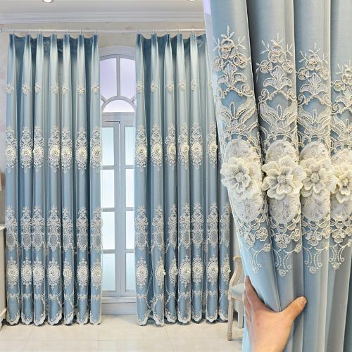 臥室窗簾遮光歐式輕奢浮雕繡花客廳高檔奢華窗簾布2021年新款簡約