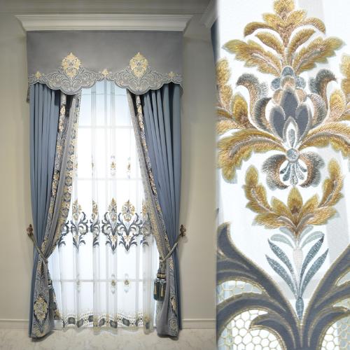 奢華歐式法式絨布繡花高檔大氣窗簾客廳臥室定製窗簾 奧布里