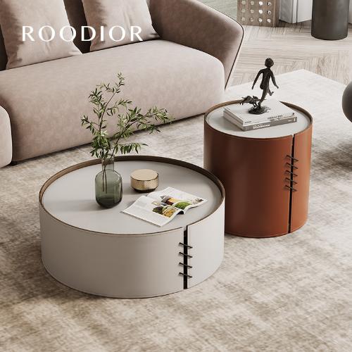 Roodio現代輕奢茶几小戶型簡約創意馬鞍皮北歐茶桌客廳設計師傢俱