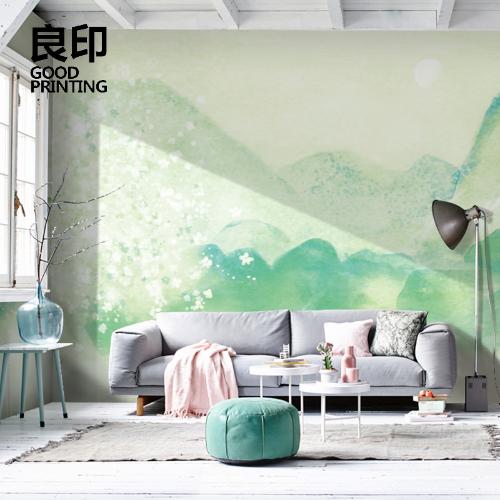 良印日式山水風景復古電視背景個性創意牆紙壁紙定製壁畫無縫壁布