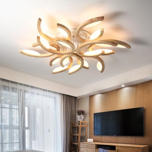 北歐原木LED吸頂燈創意個性臥室書房間燈簡約現代實木客廳酒店燈
