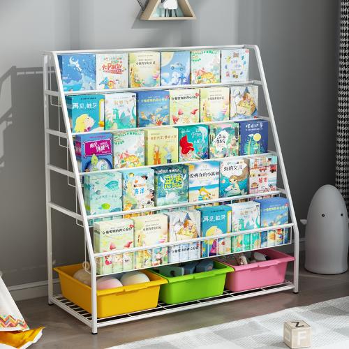 兒童書架繪本玩具收納架一體寶寶多層鐵藝家用簡約儲物置物架落地