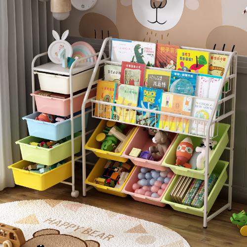 兒童書架繪本架落地寶寶收納櫃玩具收納架客廳家用鐵藝簡易置物架