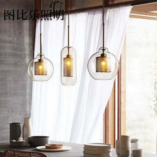 loft餐廳創意個性吧檯吊燈工業風輕奢咖啡廳牀頭單頭玻璃圓球燈