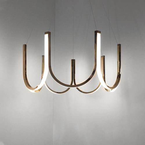 北歐創意U形吊燈客廳燈後現代LED設計師個性樣板房餐廳臥室網紅燈