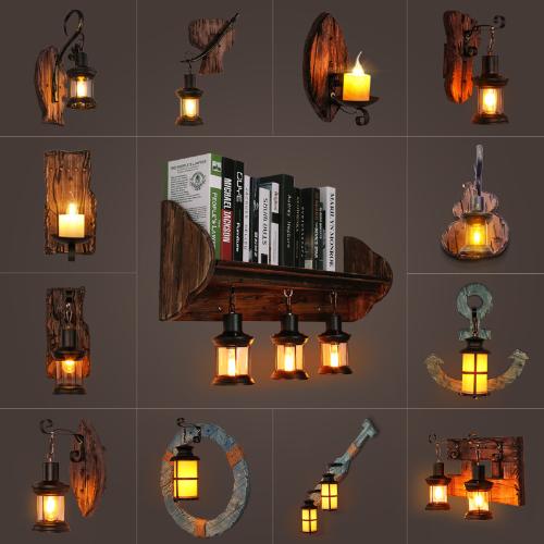 復古工業風壁燈酒吧咖啡餐廳美式懷舊過道牆裝飾創意個性實木燈具