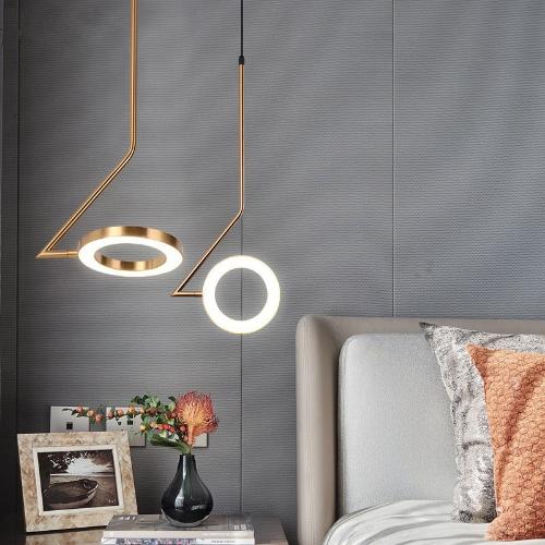 節能簡約臥室牀頭燈現代線條圓環燈 個性創意書房吧檯燈具