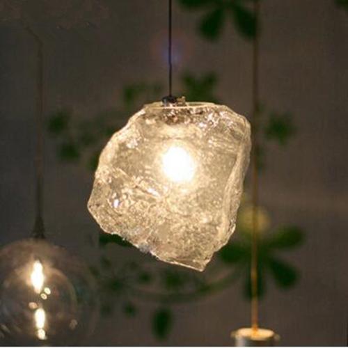 北歐個性藝術吊燈創意冰塊玻璃吊燈 LED時尚吧檯燈餐廳吊燈玄關燈