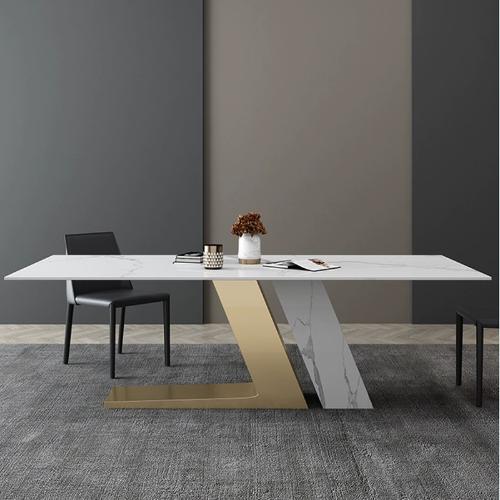 意式巖板餐桌椅組合現代簡約家用小戶型獨特性設計長方形輕奢桌子