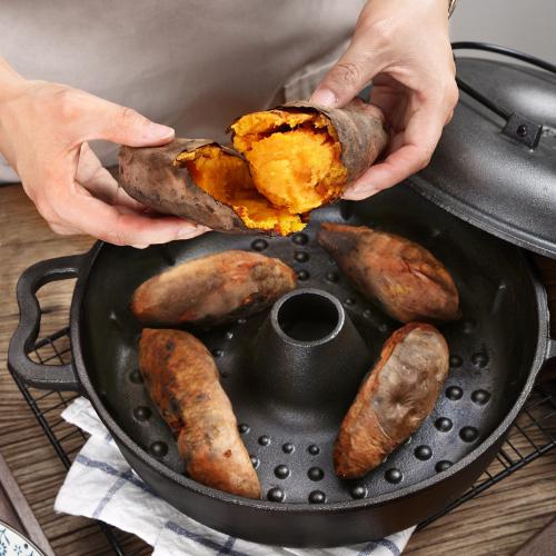新款烤紅薯鍋帶煙氣道烤地瓜鍋烤紅薯神器烤雞翅烤板栗烤玉米鍋