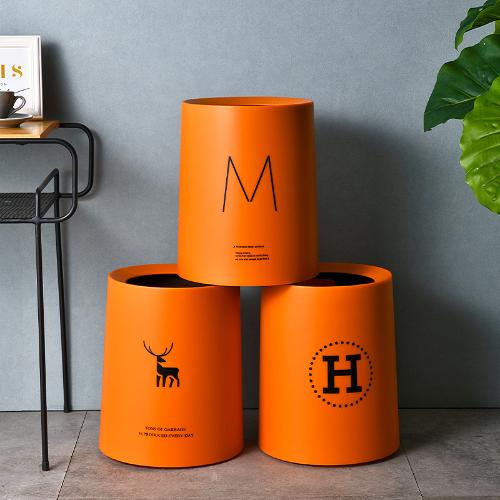 北歐馴鹿印花款歐式創意衛生間辦公室臥室客廳家用無蓋紙簍垃圾桶
