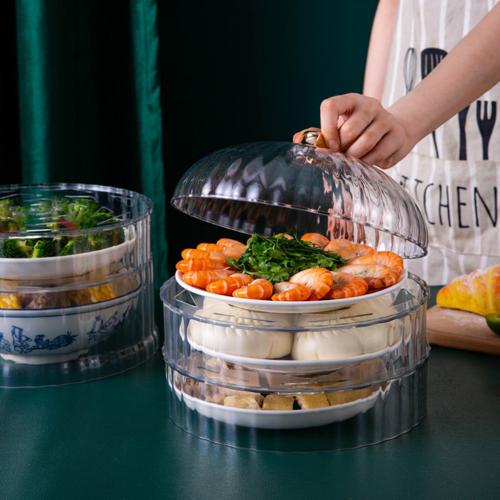 多功能多層保溫菜罩防塵食物保鮮防蚊菜罩可疊加菜罩PET材質塑料