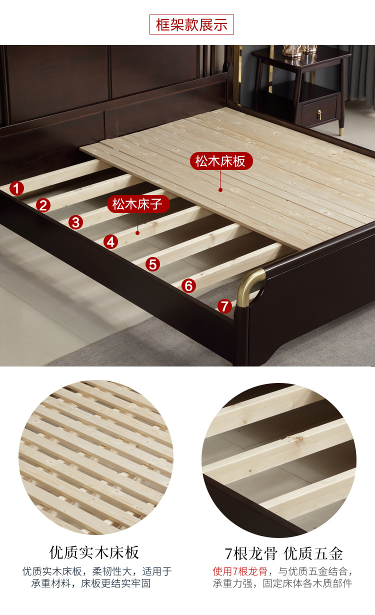 床 卧室 实木家具批发市场 1.8米橡木床