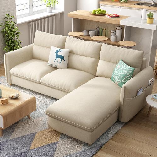 布藝沙發客廳北歐現代簡約小戶型三人位沙發布料租房乳膠沙發sofa