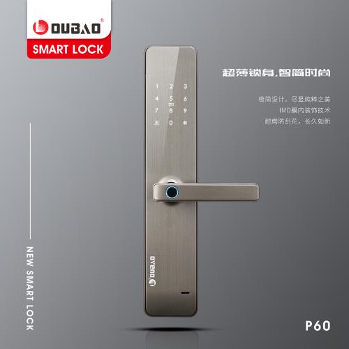 oubao甌寶P60智能電子鎖指紋鎖家用防盜門鎖現代大門鎖密碼鎖