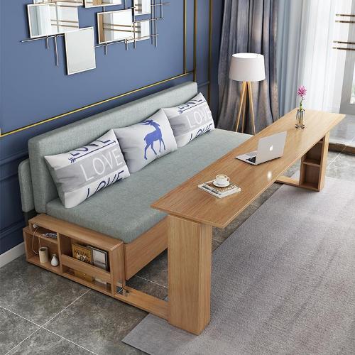 實木沙發牀摺疊兩用坐臥簡易客廳小戶型雙人多功能儲物收納的沙發