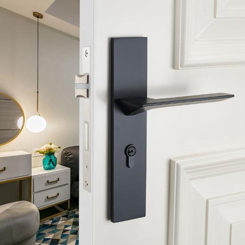 北歐風門鎖室內臥室靜音磁吸家用現代簡約分體鎖實木門把手房門鎖