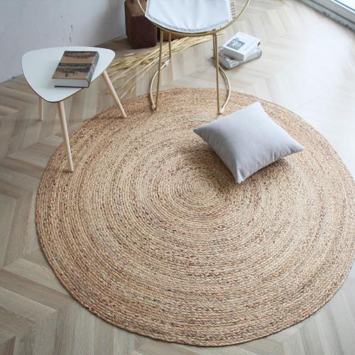 手工編織圓形客廳地毯越南水草植物水葫蘆水蘆葦臥室茶几地毯定製