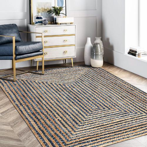 歐美黃麻地毯客廳茶几毯手工榻榻米墊條紋日式家用編織地墊定製