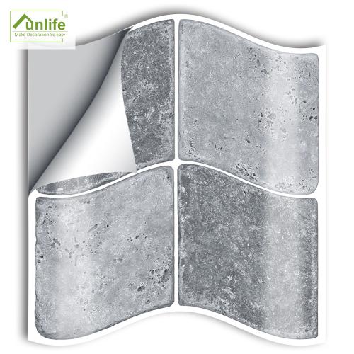FUNLIFE玻璃牆面貼灰色大理石馬賽克衛浴瓷磚貼25片自粘牆貼SJ016