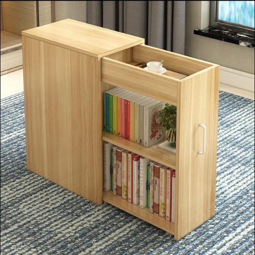 簡約抽拉移動帶門小書櫃簡易書架收納櫃子陽臺儲物櫃小戶型置物櫃