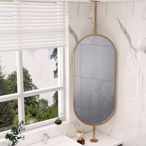 現代浴室鏡衛生間鏡子吊杆橢圓形吊鏡可旋轉洗手檯上酒店客房民宿
