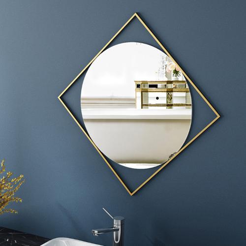 北歐鐵藝壁掛化妝鏡 簡約衛生間洗手池浴室鏡臥室梳妝檯鏡子定製