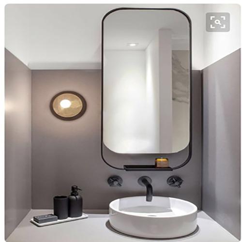 北歐浴室壁掛鐵藝鏡子 衛生間梳妝鏡現代簡約臥室化妝鏡