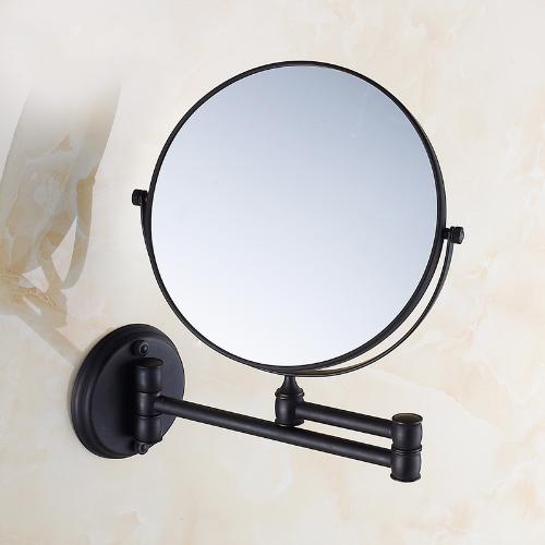 酒店浴室黑色仿古全銅美容鏡歐式化妝鏡伸縮摺疊放大梳妝鏡