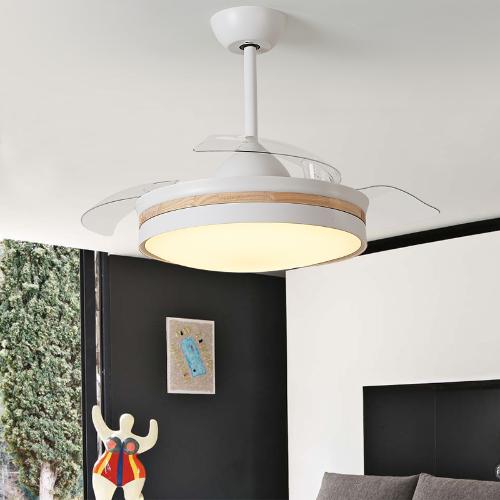 天貓精靈智能隱形風扇燈語音控制簡約餐廳客廳北歐帶電風扇吊燈
