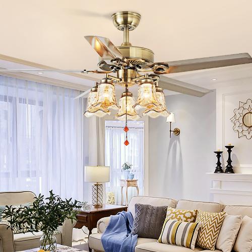 皇將歐式風扇燈吊扇燈餐廳客廳家用大風力帶燈吊扇一體電風扇吊燈