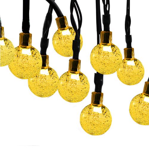 跨境專供太陽能燈串 聖誕節日彩燈led氣泡珠球60燈戶外裝飾閃燈