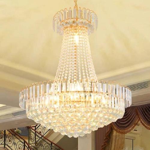 家裝歐式餐廳辦公樓水晶燈複式樓梯客廳金色大吊燈別墅酒店工程燈
