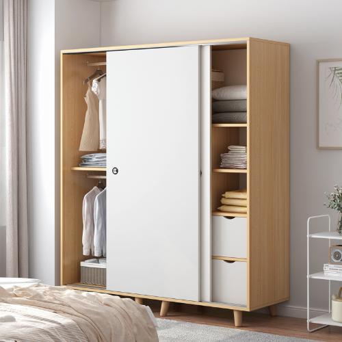簡易衣櫃現代簡約家用小戶型組裝收納櫃出租房衣櫥推拉門櫃子臥室