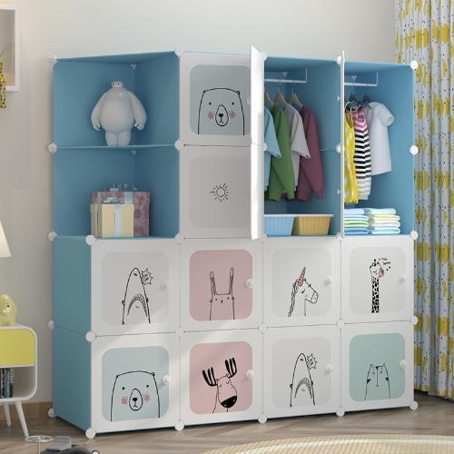 現代簡約租房卡通兒童衣櫃組裝嬰兒收納櫃寶寶臥室儲物塑料衣櫃