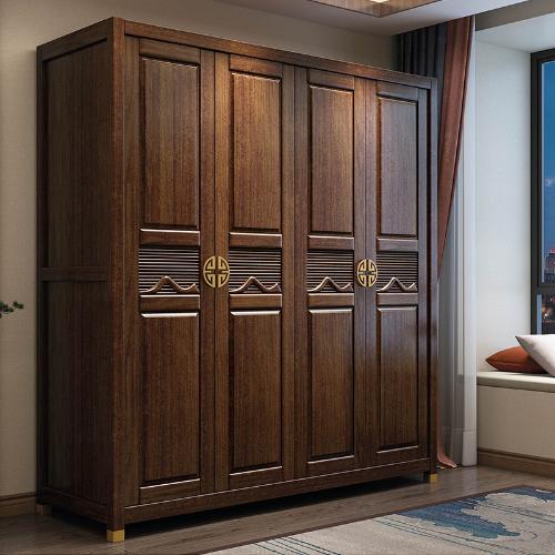 新中式實木衣櫃胡桃木臥室多功能組合大衣櫥收納櫃現代簡約傢俱