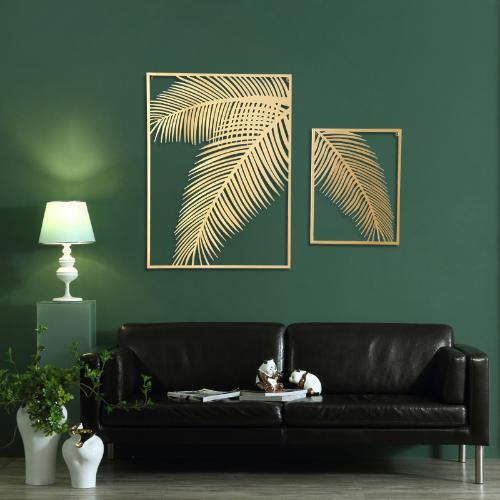 北歐輕奢家居壁飾 客廳臥室牆面裝飾掛件 立體棕櫚葉玄關鐵藝壁掛
