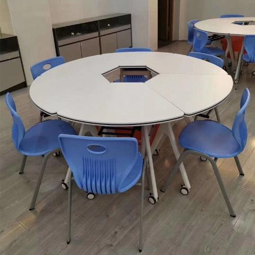 多邊形摺疊會議桌圓環型拼接培訓臺學校培訓中心學生上課桌椅組合