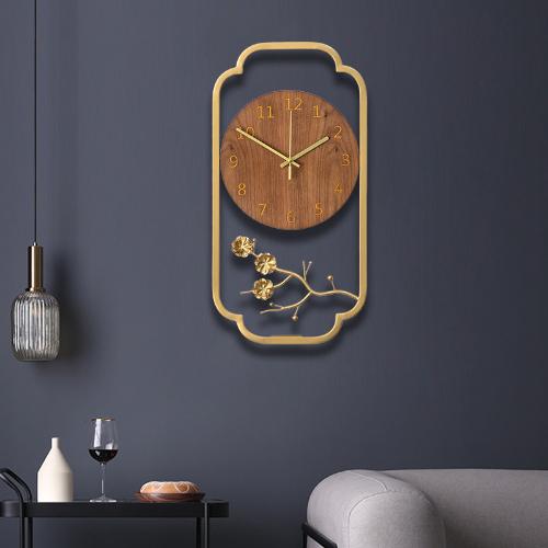 新中式現代玄關掛鐘 客廳臥室家用牆壁掛錶 簡約大氣藝術壁掛鐘表