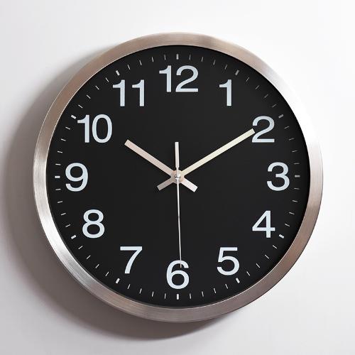 金屬不鏽鋼靜音掛鐘 創意時尚客廳鋁掛鐘定製LOGO 鐘錶批發 鋁鍾